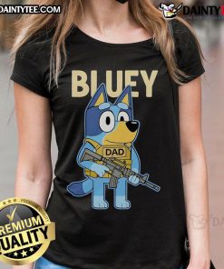 Alt Text: Official Bluey Military Tactical Dad Ladies Tee featuring a stylish design for fans of the Bluey series.