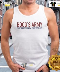Official Boogs Army Fighting to Find a Cure for ALS tank top design featuring a bold logo and vibrant colors.