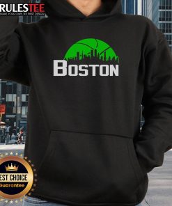 Official Boston Celtics Cityscape Skyline Style 2025 Hoodie featuring vibrant city skyline design and team logo.