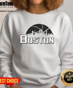 Official Boston Cityscape Skyline Sweatshirt featuring iconic Boston skyline design in vibrant colors.