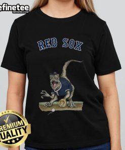 Official Boston Red Sox Tiny Turnip Velociraptor Ladies Tee featuring a playful dinosaur design for fans.