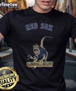 Official Boston Red Sox Tiny Turnip Velociraptor T-Shirt featuring a playful dinosaur design for young fans.