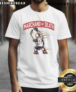 Official Brad Marchand Of Death NHL T-Shirt featuring bold graphics and vibrant colors for passionate hockey fans.