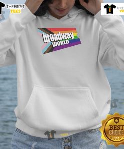Pride-themed hoodie featuring the Official BroadwayWorld.com logo in vibrant colors, celebrating diversity and inclusion.