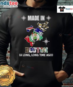 Official Bruins, Patriots, Celtics, Red Sox logos on a Boston map hoodie showcasing iconic sports teams in Boston.