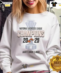 Official Buffalo Bandits National Lacrosse League Champions 2025 Back To Back To Back Logo Sweatshirt design.