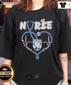 Official Bulldogs Canterbury Bankstown Nurse It's A Work Of Heart Ladies Tee in vibrant colors, perfect for fans and healthcare workers.