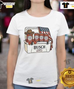 Official Busch Light Apple ladies tee showcasing a stylish design perfect for summer gatherings and outdoor events.