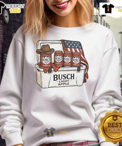 Official Busch Light Apple sweatshirt featuring a cozy design, perfect for fans of the refreshing apple-flavored beer.