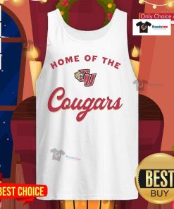 Alt Text: Official Caldwell University Home of the Cougars tank top featuring the university logo and vibrant colors.