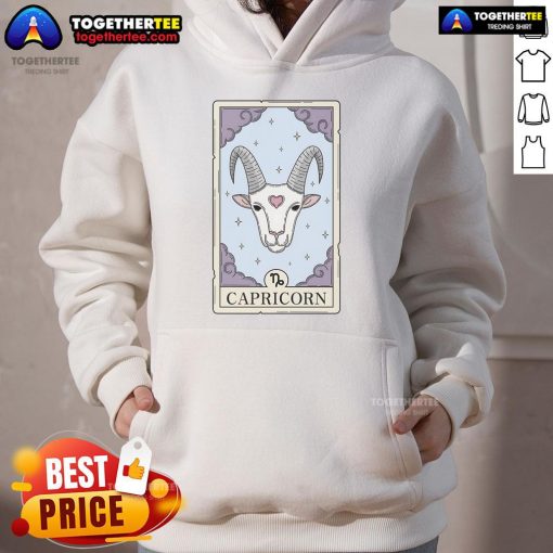 Stylish Official Capricorn Card Hoodie featuring zodiac design, perfect for astrology lovers and cozy fashion enthusiasts.