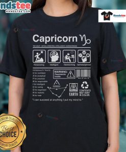 Official Capricorn Label Ladies Tee featuring a stylish design perfect for astrology enthusiasts and casual wear.