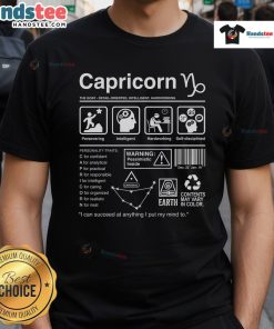 Official Capricorn Label T-Shirt featuring a stylish zodiac design, perfect for astrology enthusiasts and fashion lovers.