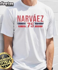 Official Carlos Narvaez 75 Boston Font Vintage T-Shirt featuring retro design and vibrant colors for stylish wear.