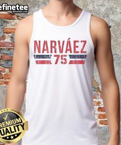 Vintage Carlos Narvaez 75 Boston Font Tank Top showcasing a stylish design perfect for casual wear.