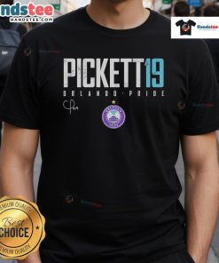 Official Carson Pickett Orlando Pride Elite 19 T-Shirt featuring team colors and logo, perfect for fans and players alike.