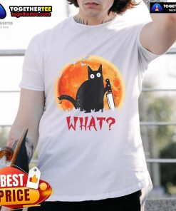 Official Cat What Funny T-Shirt featuring a humorous cat graphic, perfect for cat lovers and casual wear.