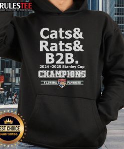 Official Cats Rats B2B 2024-2025 Stanley Cup Champion Florida Panthers hoodie in black, showcasing team pride.
