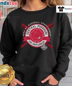 Official Central Missouri NCAA DII Baseball Championship sweatshirt from Cary, North Carolina, 2025 - stylish and comfortable.
