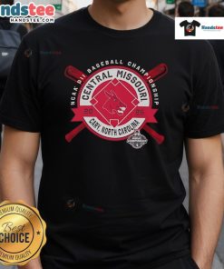 Official Central Missouri NCAA DII Baseball Championship 2025 T-shirt featuring vibrant graphics for fans in Cary, North Carolina.
