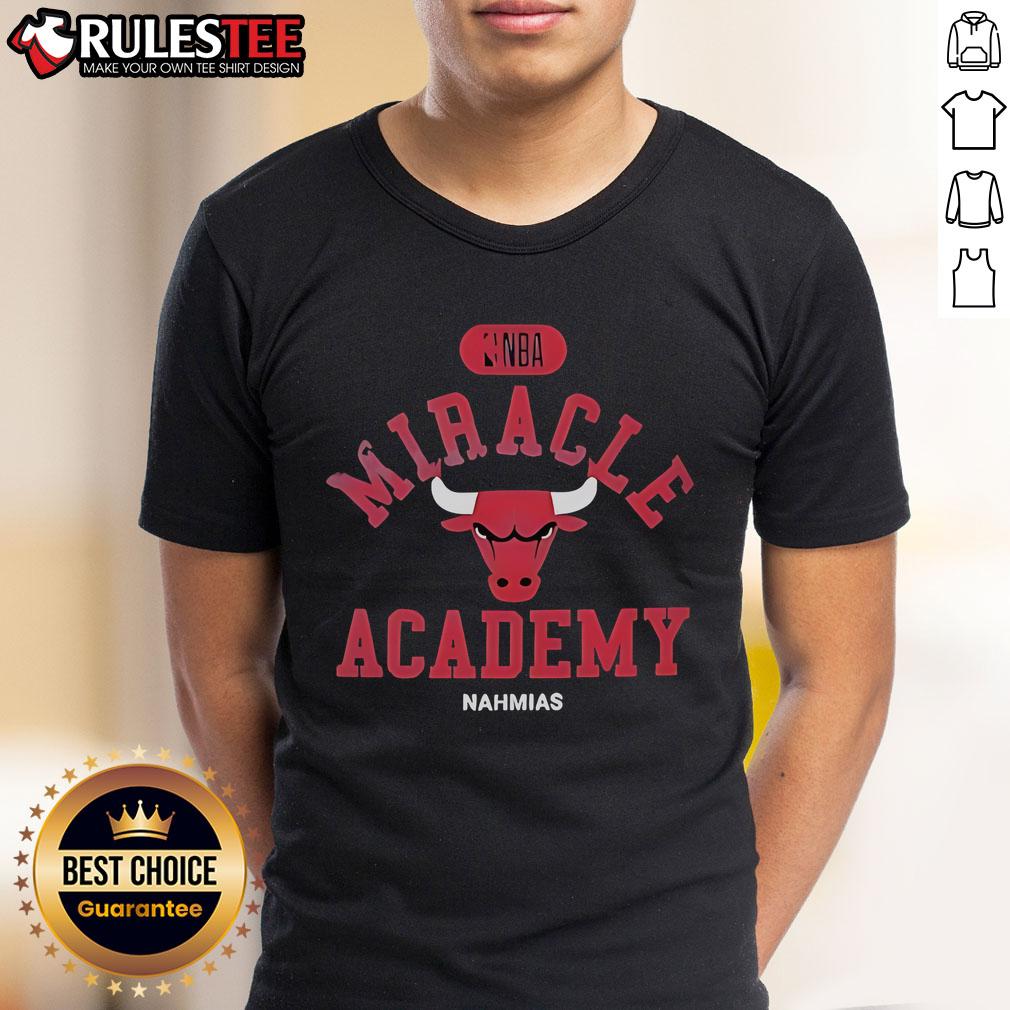 Official Chicago Bulls Miracle Academy Nba Collection T Shirt Alt Text: Official Chicago Bulls Miracle Academy NBA Collection T-Shirt featuring team logo and vibrant graphics.