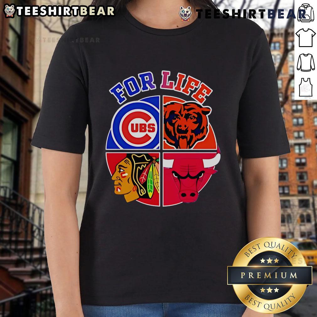 Official Chicago Cubs Bulls Bears & Blackhawks For Life Ladies Tee Official Chicago Cubs Bulls Bears Blackhawks For Life Ladies Tee in stylish design, perfect for sports fans.