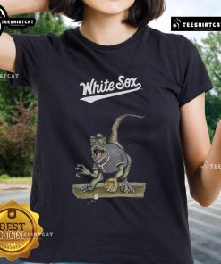Official Chicago White Sox Tiny Turnip Velociraptor Ladies Tee featuring a fun dinosaur design for baseball fans.