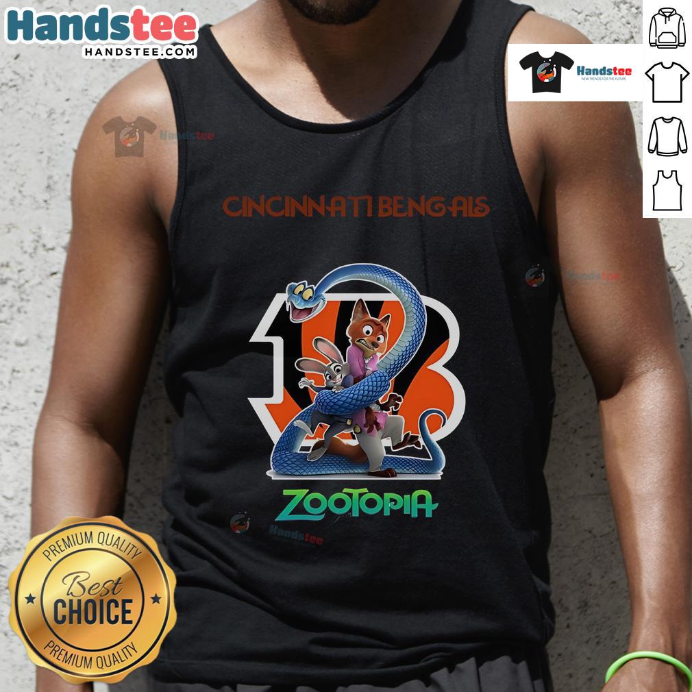 Official Cincinnati Bengals Zootopia 2 Tank Top Official Cincinnati Bengals Zootopia 2 tank top featuring vibrant graphics and team logo, perfect for game day wear.