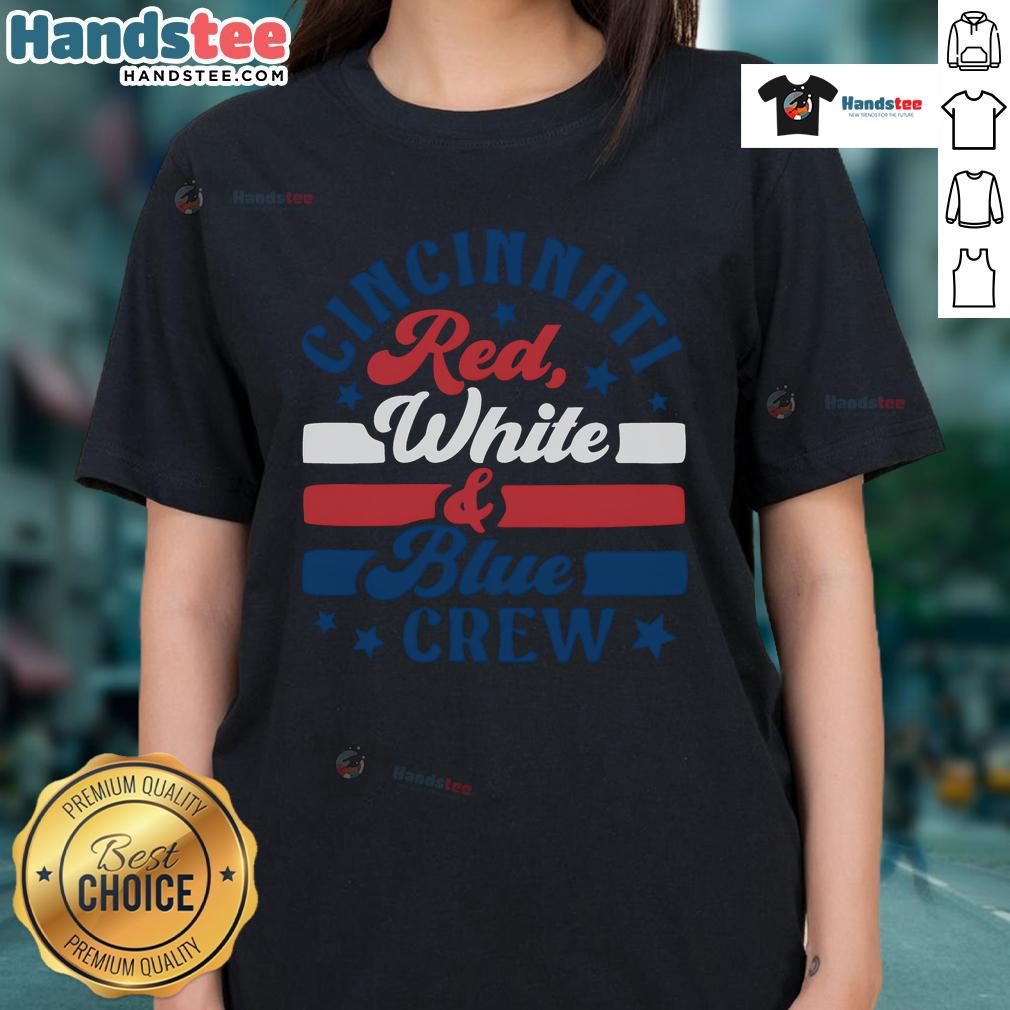 Official Cincinnati Red White And Blue Crew Ladies Tee Official Cincinnati Red White and Blue Crew Ladies Tee featuring vibrant colors and stylish design for fans.