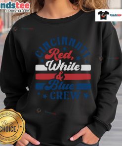 Alt Text: Official Cincinnati Red White and Blue Crew Sweatshirt featuring team logo and stylish design for fans.