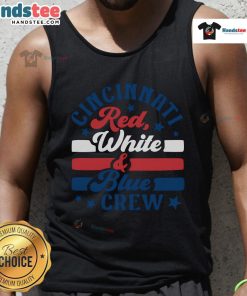 Official Cincinnati Red White and Blue Crew Tank Top featuring a patriotic design, perfect for summer wear.