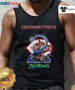 Official Cincinnati Reds Zootopia 2 tank top featuring vibrant design and team logo, perfect for fans.