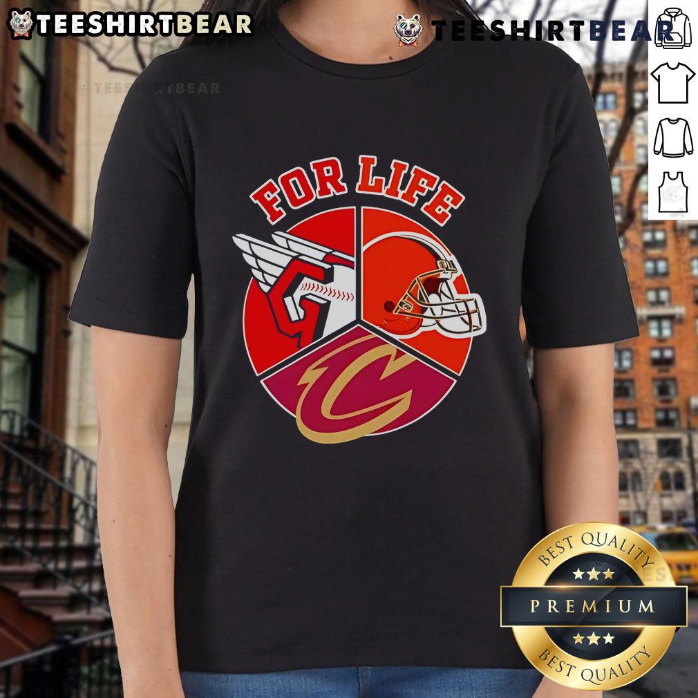 Official Cleveland Guardians Browns And Cavaliers For Life Ladies Tee Official Cleveland Guardians, Browns, and Cavaliers For Life ladies tee showcasing team pride and style.