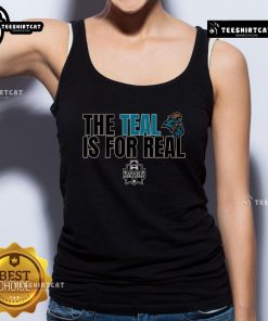 Official Coastal Carolina Baseball 'The Teal is For Real' tank top featuring vibrant teal color and team logo design.