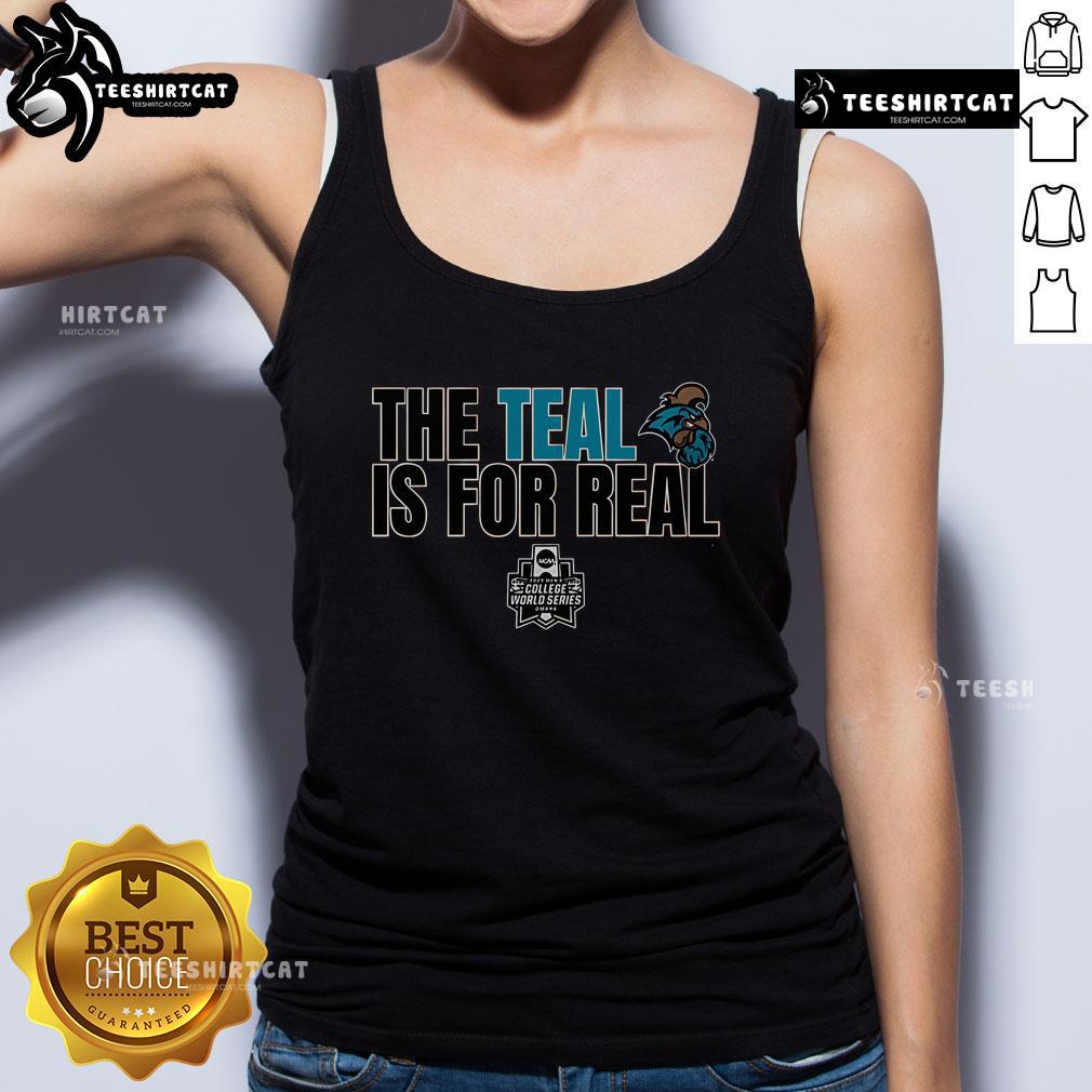 Official Coastal Carolina Baseball The Teal Is For Real Tank Top Official Coastal Carolina Baseball 'The Teal is For Real' tank top featuring vibrant teal color and team logo design.