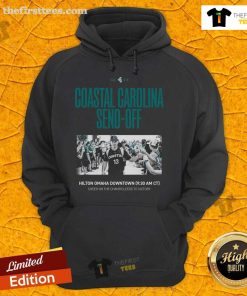 Official Coastal Carolina Send-Off Cheer hoodie featuring Chanticleers logo, perfect for supporting your team in style.