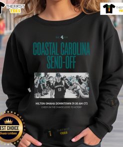 Official Coastal Carolina Send-Off Cheer sweatshirt featuring Chanticleers logo, perfect for game day support.