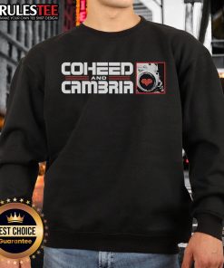 Official Coheed and Cambria 2000 Trees Festival UK sweatshirt featuring vibrant band graphics and festival branding.