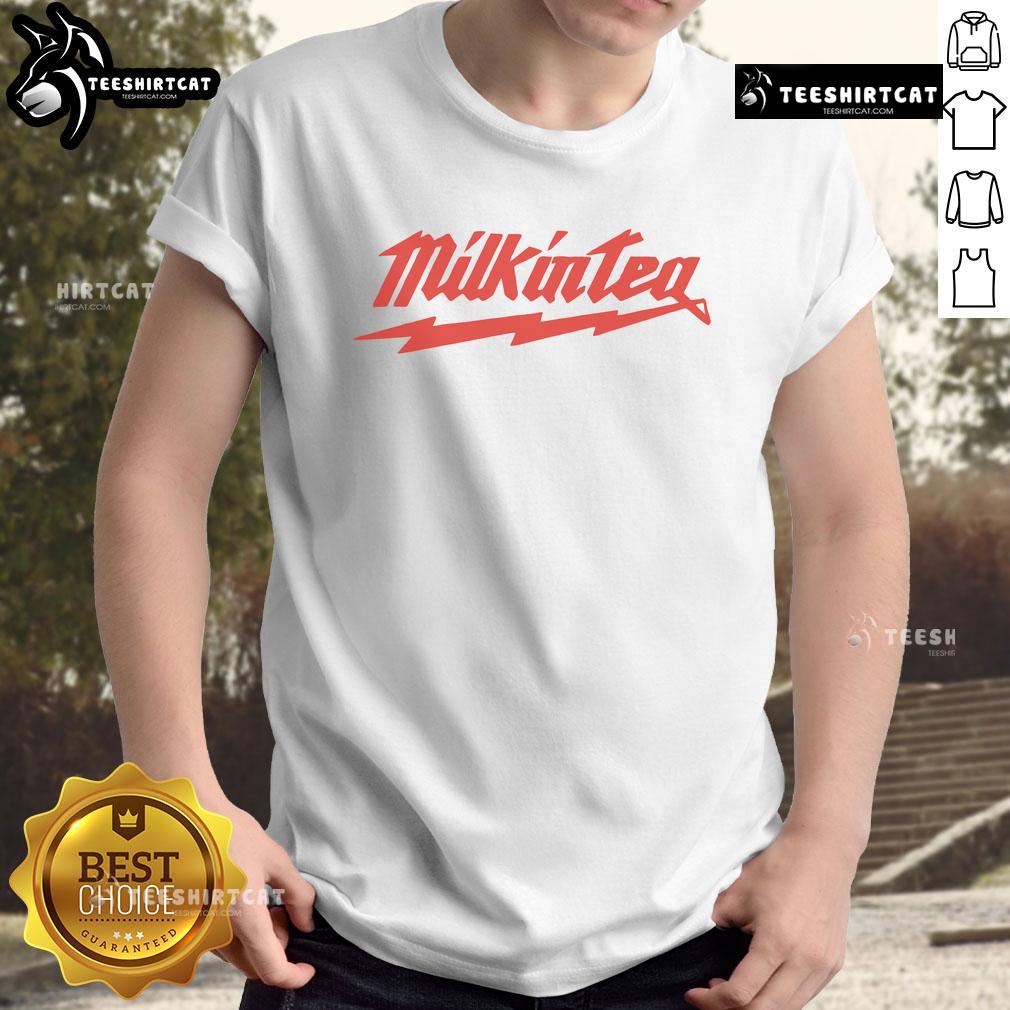 Official Colin Furze Milk In Tea Logo Bolt T Shirt Alt Text: Official Colin Furze Milk In Tea Logo Bolt T-Shirt featuring a bold design and vibrant colors for fans of Colin Furze.