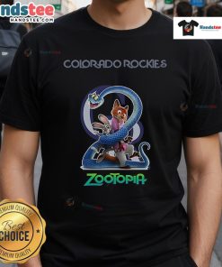 Official Colorado Rockies Zootopia 2 T-Shirt featuring vibrant graphics and team logo, perfect for fans and collectors.
