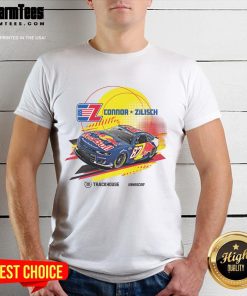 Alt Text: Official Connor Zilisch Cota Red Bull Trackhouse Nascar T-Shirt featuring vibrant graphics and racer details.