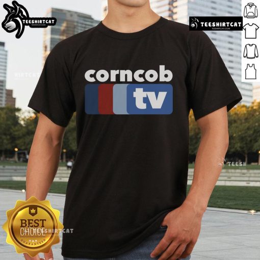 Official Corncob TV T-Shirt featuring a vibrant design and logo, perfect for fans of the show and casual wear.
