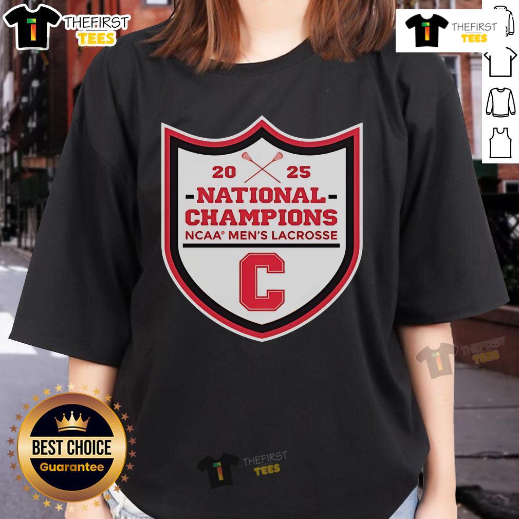 Official Cornell Big Red 2025 Ncaa Men'S Lacrosse National Champions Ladies Tee Alt Text: Official Cornell Big Red 2025 NCAA Men's Lacrosse National Champions ladies tee in red, showcasing team pride.