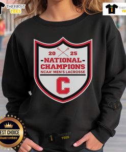 Official Cornell Big Red 2025 NCAA Men's Lacrosse National Champions sweatshirt showcasing team pride and victory.