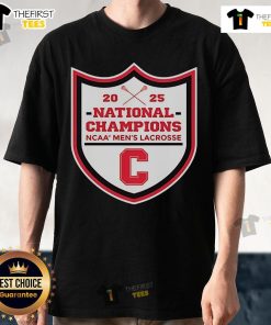 Alt Text: Official Cornell Big Red 2025 NCAA Men's Lacrosse National Champions T-Shirt featuring team logo and championship graphics.