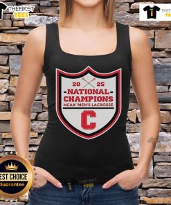 Official Cornell Big Red 2025 NCAA Men's Lacrosse National Champions tank top featuring bold team graphics and logo.