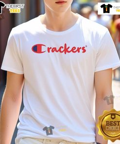 Official Crackers Champion Parody T-Shirt featuring a humorous design celebrating cracker lovers and snack enthusiasts.