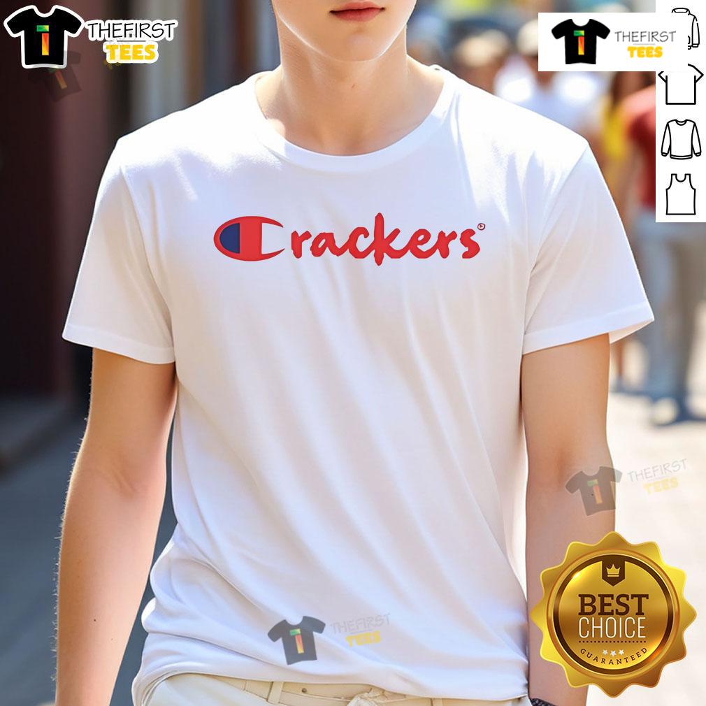 Official Crackers Champion Parody T Shirt Official Crackers Champion Parody T-Shirt featuring a humorous design celebrating cracker lovers and snack enthusiasts.