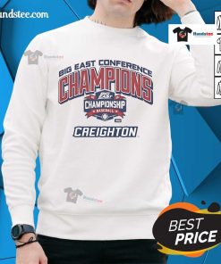Official Creighton Bluejays Big East Conference Champions 2025 Championship Baseball Jeep Sweatshirt in team colors.