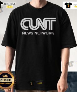 Official Cunt News Network T-Shirt featuring bold logo design on a stylish black fabric, perfect for humor lovers.